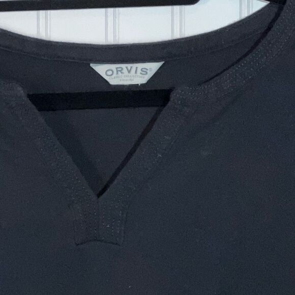 Orvis VNeck Top Women’s 1XLarge Black 3/4 Sleeve  Classiccore Preppy Grandmacore - Picture 5 of 5